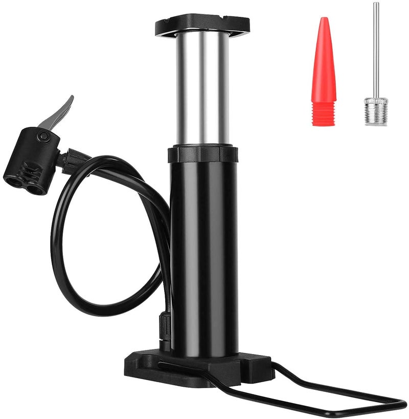 QUPET Mini Portable Bike, Bicycle Tire Hand Foot Activated Floor Pump(Black) with Presta Schrader Dunlop Valves Extra Valve and Gas Needle - Image 1