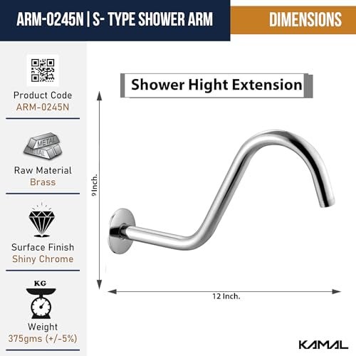 KAMAL Stylish Shower Arm S-Type (Brass) Shower Head - Image 4
