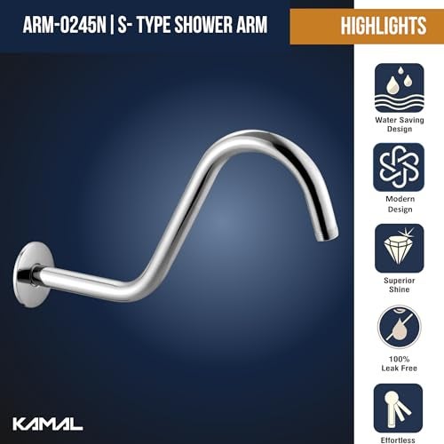 KAMAL Stylish Shower Arm S-Type (Brass) Shower Head - Image 2