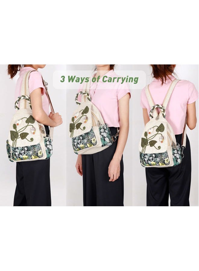 Auluda Girl's Convertible Sling Bag, Hand Craft Artisan Backpack, Beautiful Canvas Premium Casual Day Pack for Women (Mushroom) - Image 4