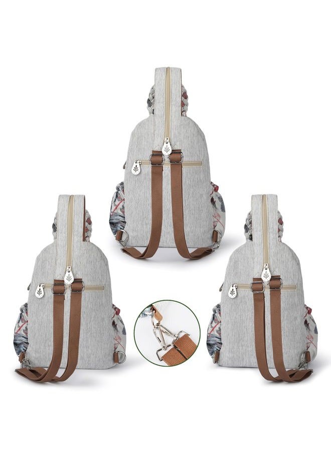Auluda Girl's Convertible Sling Bag, Hand Craft Artisan Backpack, Beautiful Canvas Premium Casual Day Pack for Women (Mushroom) - Image 5