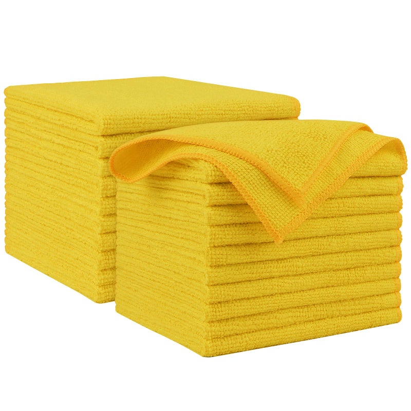 AIDEA Microfiber Cleaning Cloth, 20PK, Microfiber Towels for Cars, Premium All Purpose Car Cloths, Dusting Cloth Cleaning Rags, Absorbent Towels for SUVs, House, Kitchen, Window, 12"Ã—12", Yellow - Image 1