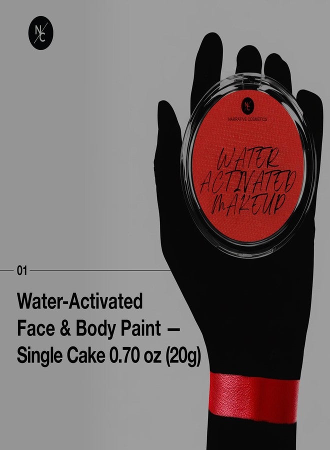 Narrative Cosmetics Water-Activated Face & Body Paint - Highly Pigmented, Long-Lasting Face & Body Paint for SFX, Cosplay, and Artistic Makeup - Red, 0.70 oz (20g) - Image 2
