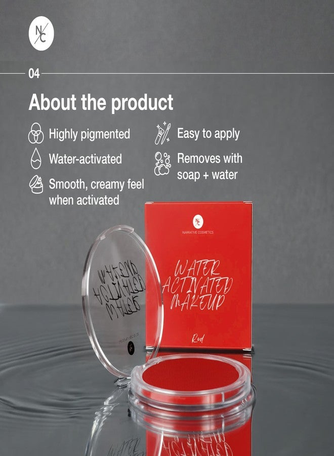Narrative Cosmetics Water-Activated Face & Body Paint - Highly Pigmented, Long-Lasting Face & Body Paint for SFX, Cosplay, and Artistic Makeup - Red, 0.70 oz (20g) - Image 5