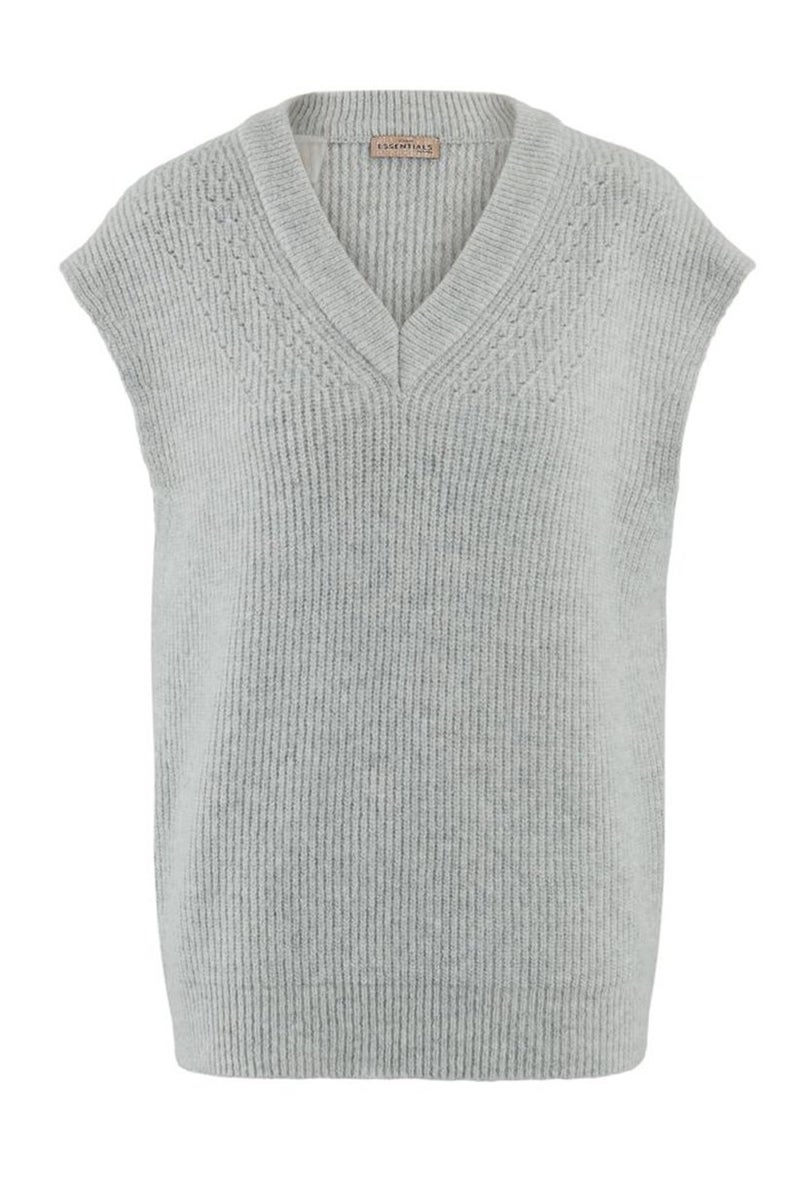 Tchibo Women V-Neck Knitted Sweater Vest, Grey - Image 2