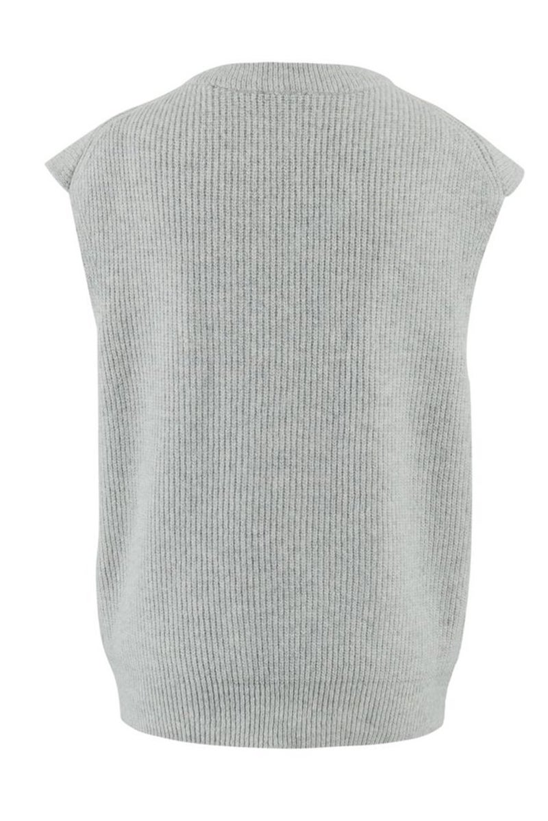 Tchibo Women V-Neck Knitted Sweater Vest, Grey - Image 3