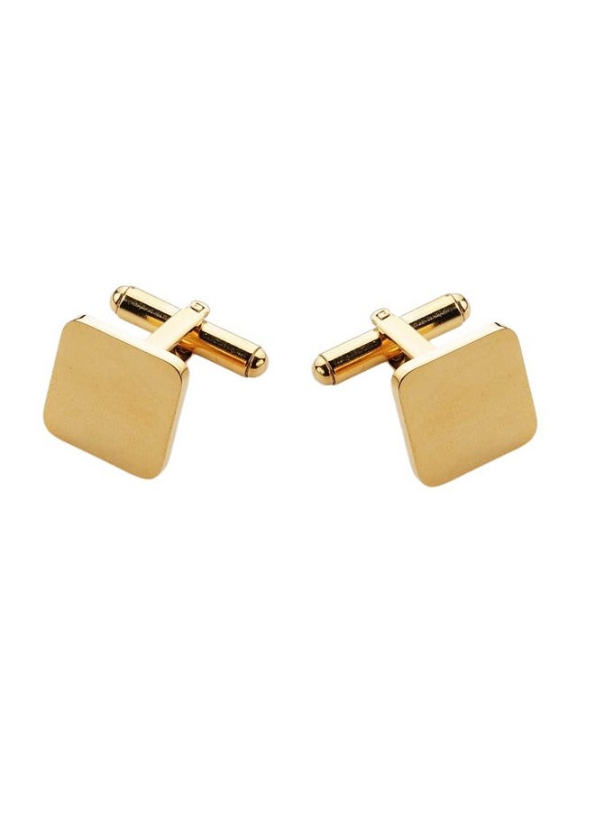 Pingyongchang - Mens Clip Cufflinks Stainless Steel Tie Gold Silver Color Cufflinks Jewelry Gift For Wedding Groomsmen Husband Father Of The Bride Cuff Links S Gold - Image 1