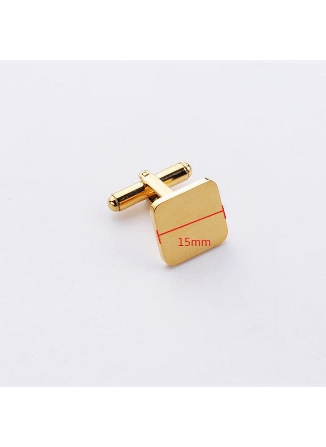 Pingyongchang - Mens Clip Cufflinks Stainless Steel Tie Gold Silver Color Cufflinks Jewelry Gift For Wedding Groomsmen Husband Father Of The Bride Cuff Links S Gold - Image 1