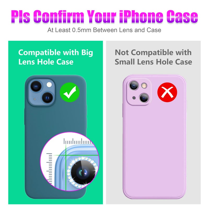 AGVEE 3+3 6 Pack for iPhone 13 6.1" / 13 Mini 5.4" Camera Lens Protector, Bling Diamond & Bling Glitter Metal Ring 9H Tempered HD Glass Camera Cover Film, Bling-Pink - Image 3