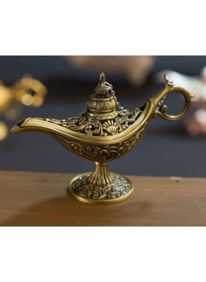 Aladdin's Lantern Antique Metal Home and Office Decorative Ornament from fairy tales with hollow engravings decorated in an antique design, made of delicate magical metal in the shape of a wishing bowl, used as an incense burner, home decor (copper) - Image 1