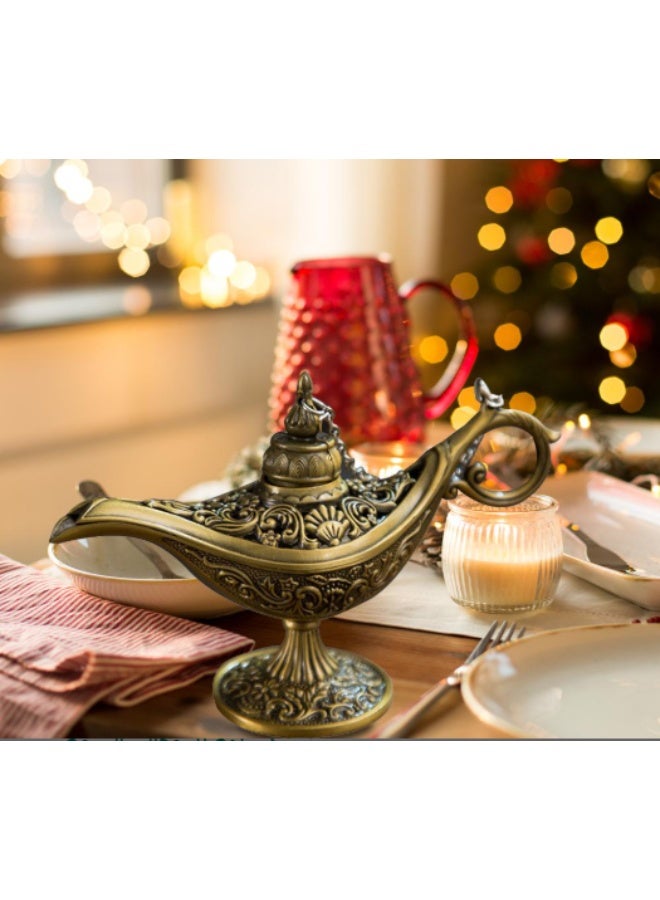 Aladdin's Lantern Antique Metal Home and Office Decorative Ornament from fairy tales with hollow engravings decorated in an antique design, made of delicate magical metal in the shape of a wishing bowl, used as an incense burner, home decor (copper) - Image 3