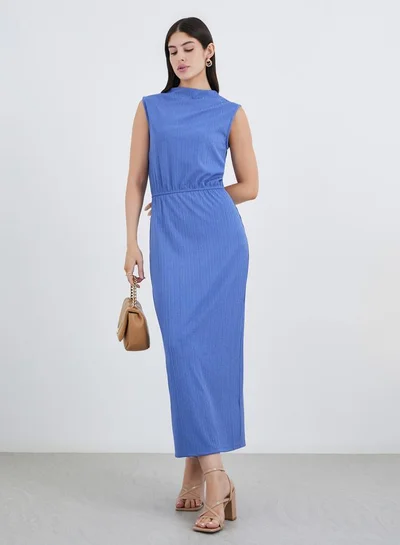 Styli Blue Sleeveless Sheath Maxi Dress