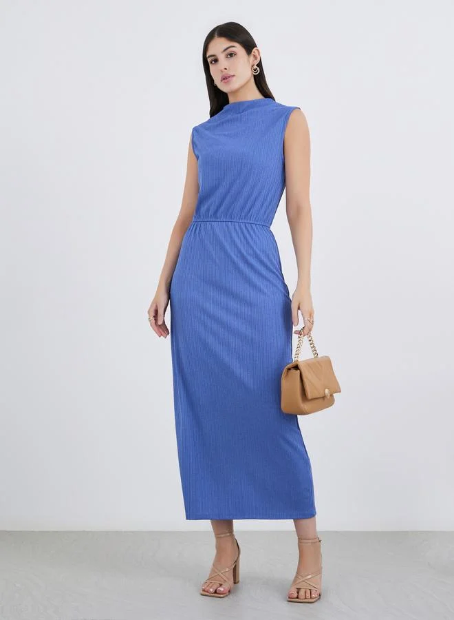 ستايلي Styli Blue Sleeveless Sheath Maxi Dress