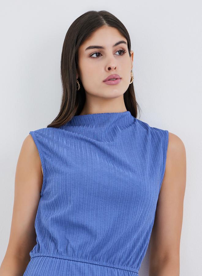 Styli Blue Sleeveless Sheath Maxi Dress - Image 4