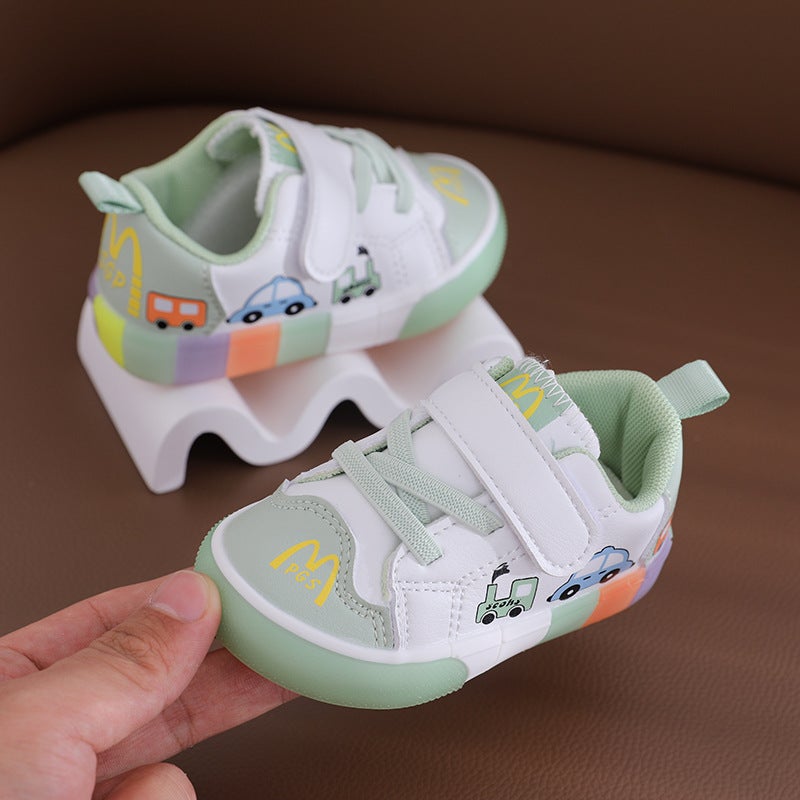 2022 Cartoon Toddler Shoes Soft Sole Leather Green
