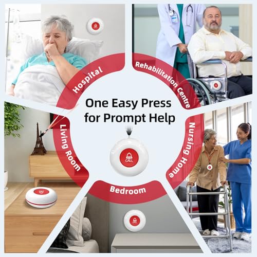CallToU Wireless Call Buttons for Caregiver Pager and Restaurant Calling Pager Waterproof 500+ Feet Operating Range for Elderly/Patient/Disable（Need to Be Paired with Receiver to Work） - Image 5