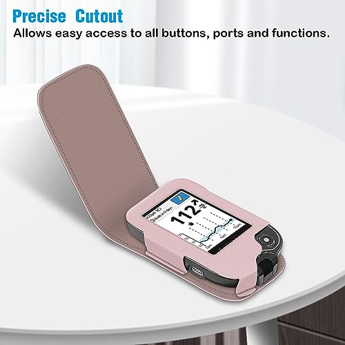 MEDMAX PU Leather Protective Case for Freestyle Libre 3 2 / Libre Reader, Lightweight Shockproof Diabetic Storage Carrying Case with Carabiner Clip and Handle (Rose Gold) - Image 5