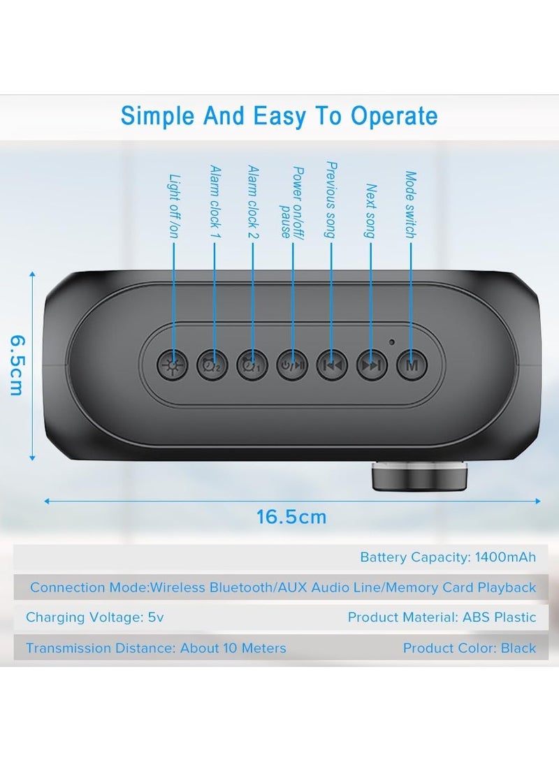 General Portable Bluetooth Speaker, Wireless Stereo Pairing Bluetooth Speaker, Mirror LED Display, Bluetooth 5, Small Speaker for Travel, Outdoor, Party Black  - Image 4