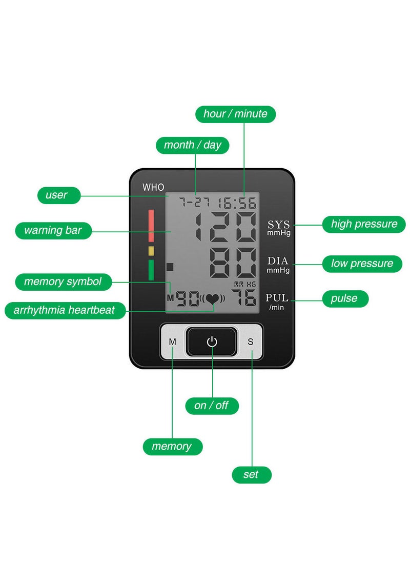 Generic - Portable Wrist Sphygmomanometer for Home Use with 90 Measurement Memory Function, Adjustable Cuff Blood Pressure Monitor. - Image 1