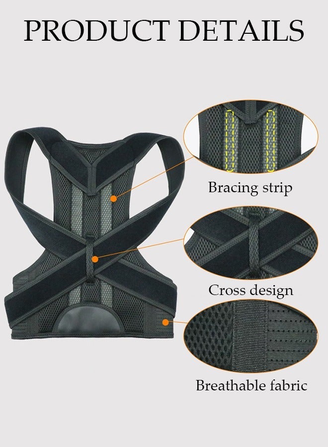 DUNISO Posture Corrector Belt for Men and Women Comfortable Adjustable Back Braces Improve Neck Shoulder Posture Bands Pain Relief for Back Shoulders Neck M - Image 3