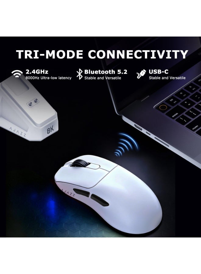 إيه جاز فأرة ألعاب سلكية AJAZZ AJ179 PRO 8K لاسلكية مزودة بتقنية البلوتوث PAW3395 بدقة 26000 نقطة في البوصة ومستشعر بصري لأجهزة الكمبيوتر الشخصية واللاب توب - Image 5