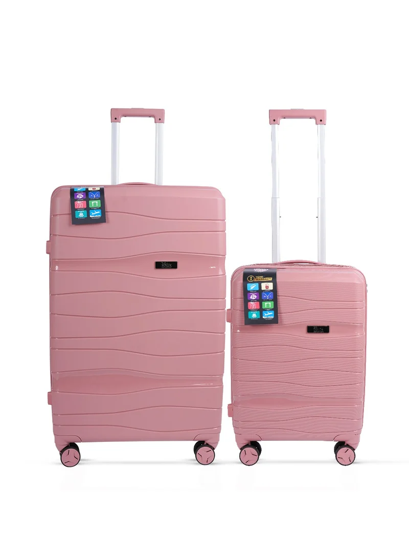 MNUK Viajero Set of 2 Luggage | PP Material Hard-side Smooth and comfortable Luggage Trolley with TSA Lock | Double 360° 4 Wheeler| Cabin, Large| Pink