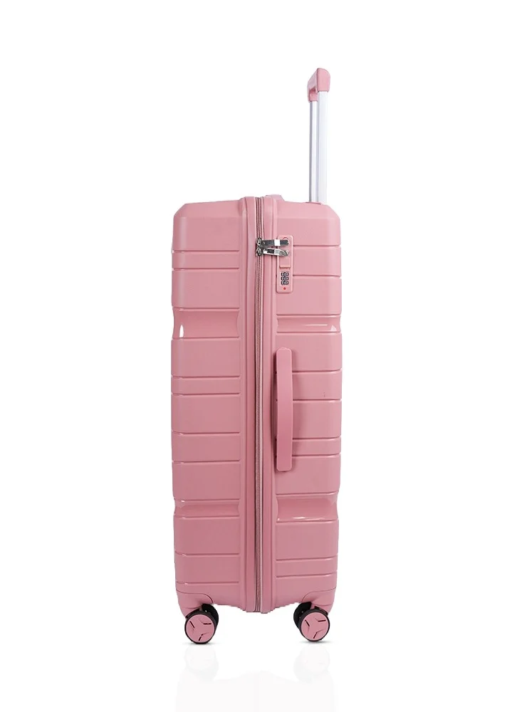 MNUK Viajero Set of 2 Luggage | PP Material Hard-side Smooth and comfortable Luggage Trolley with TSA Lock | Double 360° 4 Wheeler| Cabin, Large| Pink