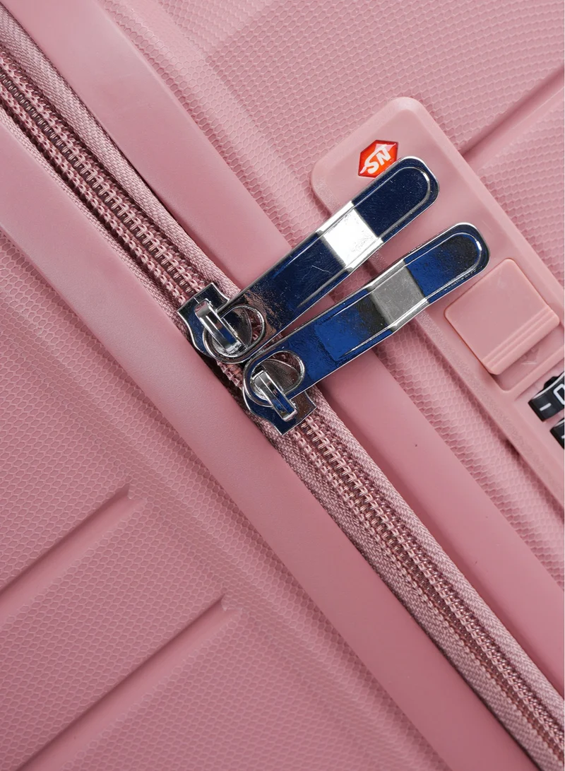 MNUK Viajero Set of 2 Luggage | PP Material Hard-side Smooth and comfortable Luggage Trolley with TSA Lock | Double 360° 4 Wheeler| Cabin, Large| Pink