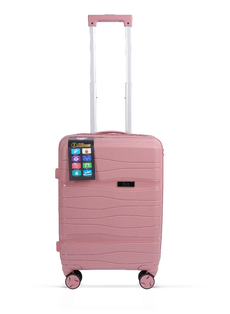 MNUK Viajero Set of 2 Luggage | PP Material Hard-side Smooth and comfortable Luggage Trolley with TSA Lock | Double 360° 4 Wheeler| Cabin, Large| Pink