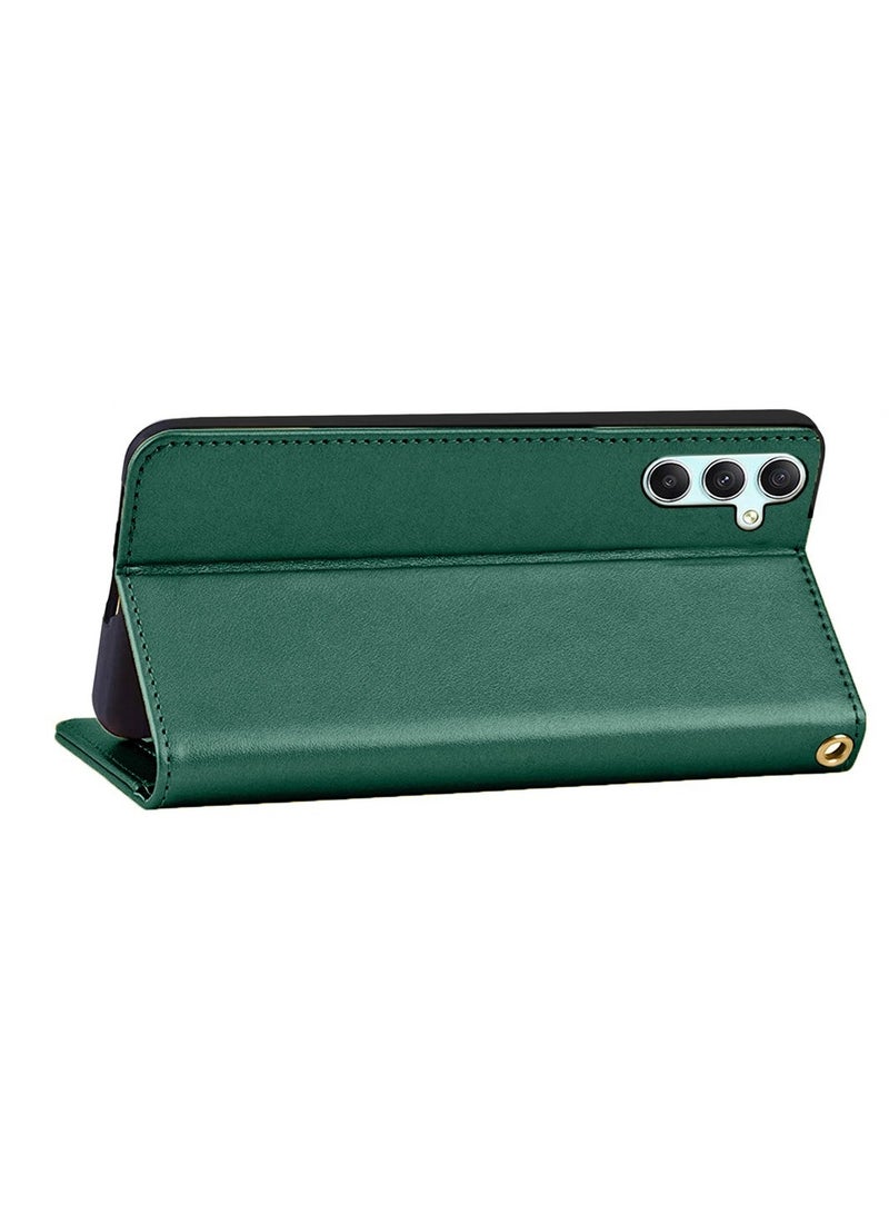 Lishen Stylish Premium Leather Magnetic Closure Flip Stand Case Cover for Samsung Galaxy A05s  – Emerald Green  - Image 5