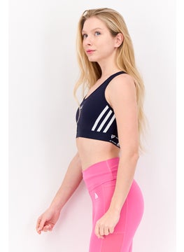 Adidas Women Brand Logo Padded Sports Bra, Navy  - Image 3