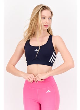 Adidas Women Brand Logo Padded Sports Bra, Navy  - Image 1