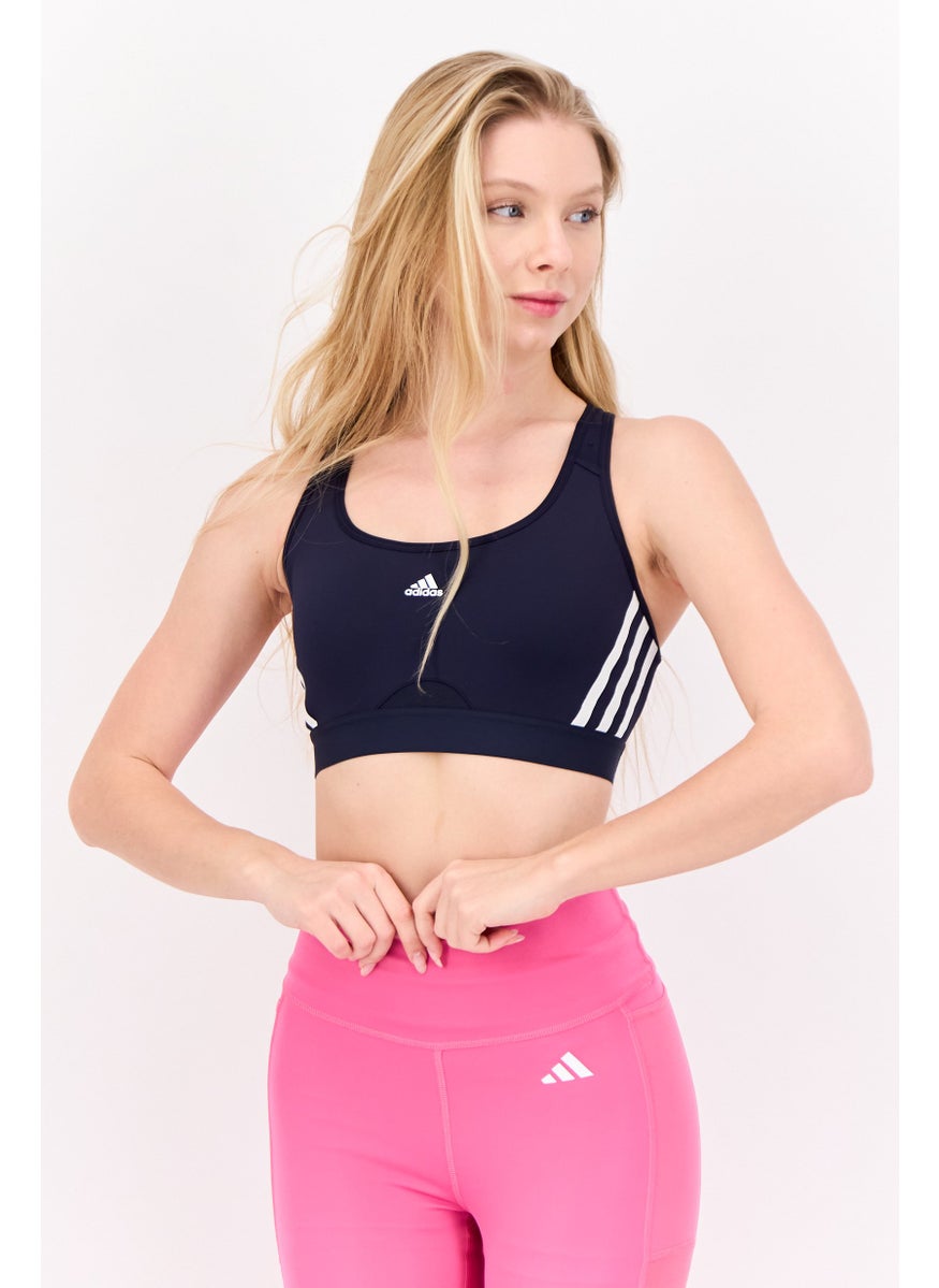 Adidas Women Brand Logo Padded Sports Bra, Navy  - Image 1