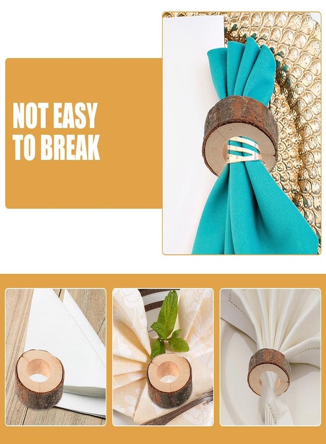 Amosfun Rustic Wood Napkin Rings Set of 10 2.55X2.55X0.78In Natural Wooden Napkin Holders for Wedding Party Family Dinner Table Decoration - Image 5