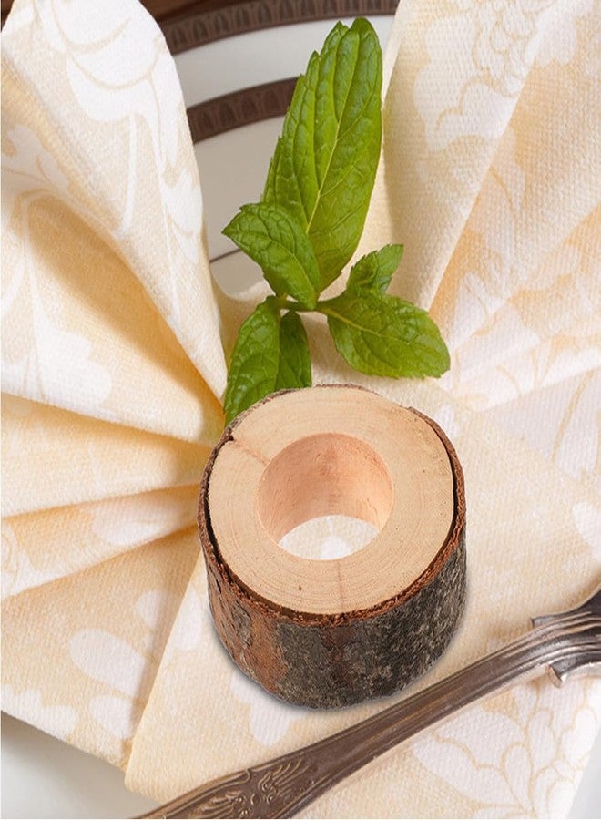 Amosfun Rustic Wood Napkin Rings Set of 10 2.55X2.55X0.78In Natural Wooden Napkin Holders for Wedding Party Family Dinner Table Decoration - Image 4