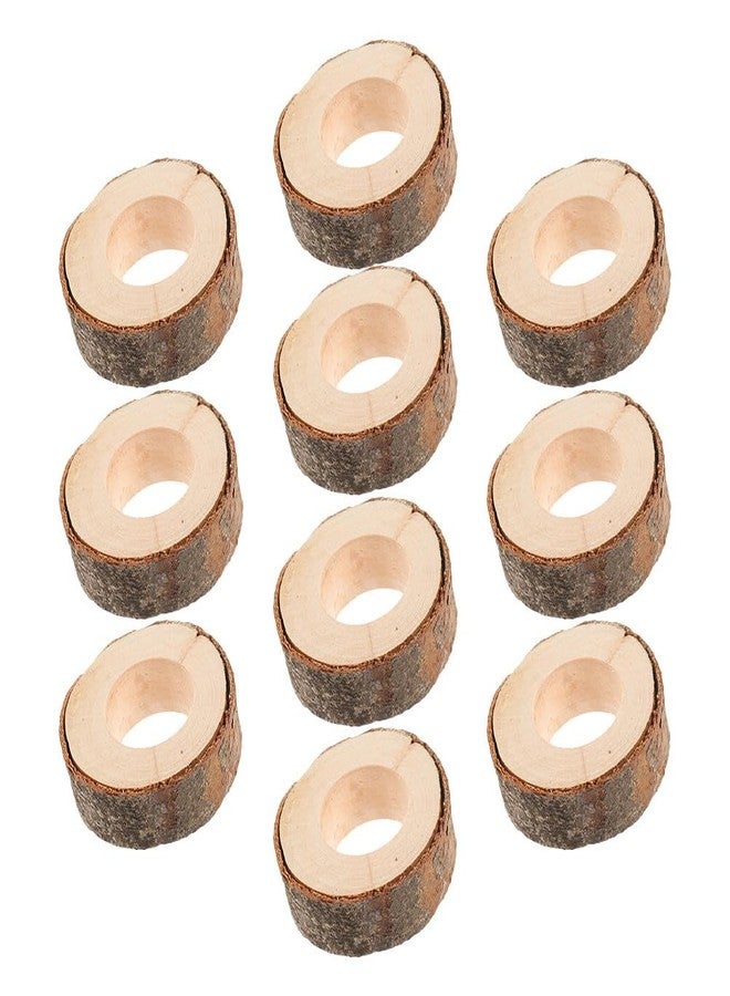 Amosfun Rustic Wood Napkin Rings Set of 10 2.55X2.55X0.78In Natural Wooden Napkin Holders for Wedding Party Family Dinner Table Decoration - Image 1