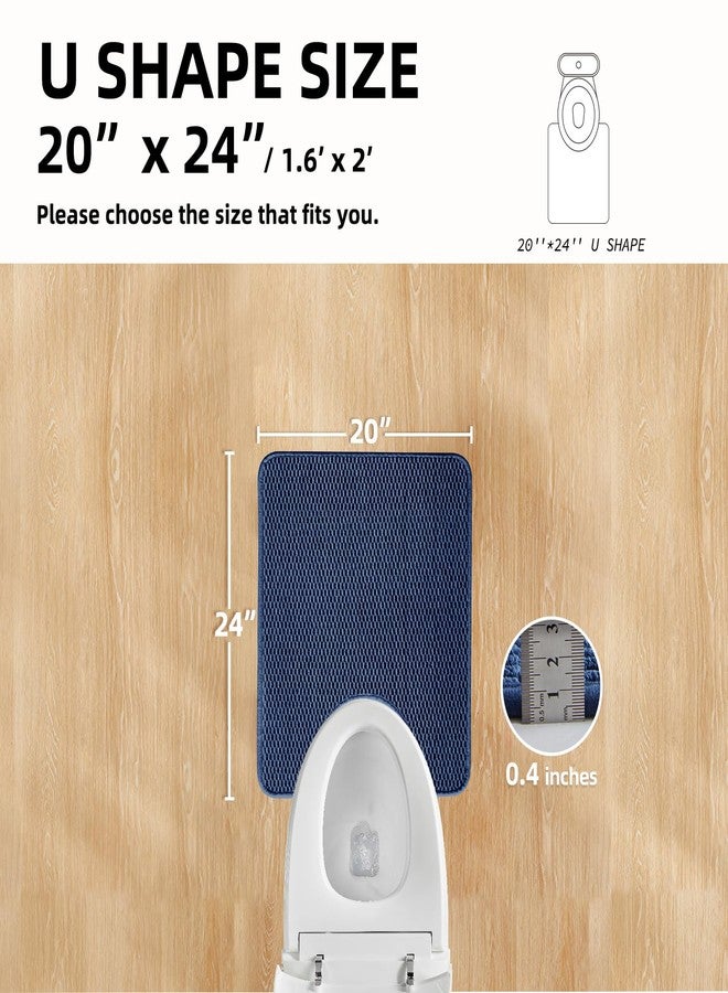 TYUU Chenille Bath Rug Description Hide U Shape Non Slip Super Absorbent Washable Thin Quick Dry Low Pile Mat Navy Blue 20"x24" - Image 2