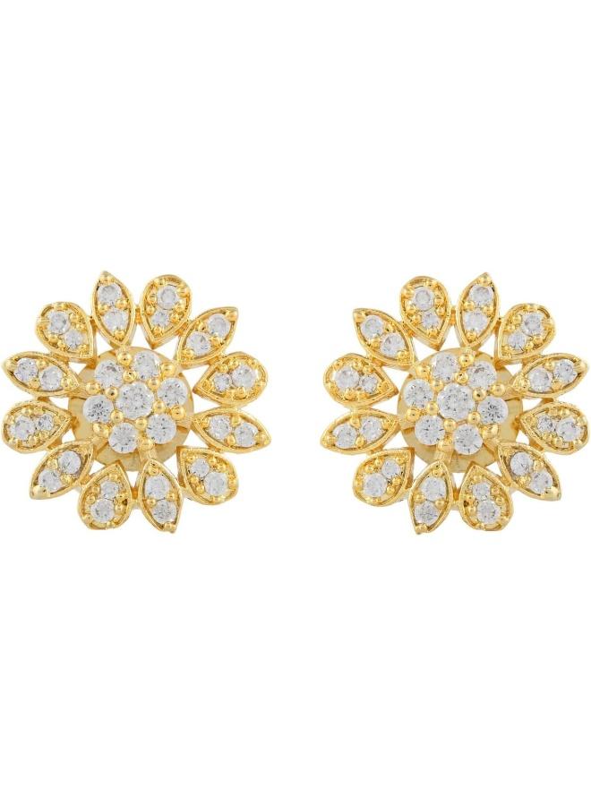 Voylla Sparkling Elegance Radiant Bloom American Diamond Studs Earrings - Image 4