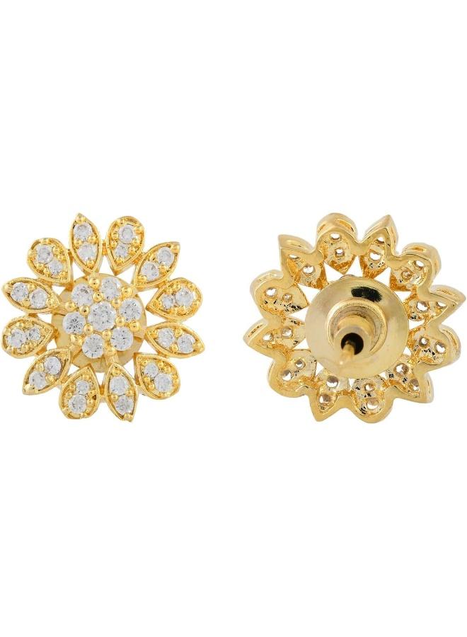 Voylla Sparkling Elegance Radiant Bloom American Diamond Studs Earrings - Image 5