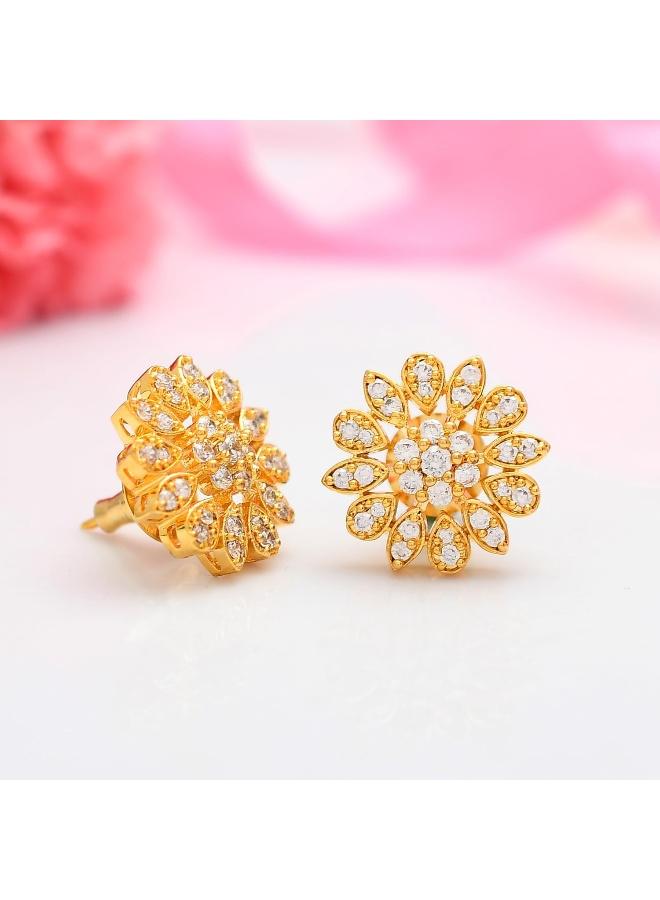 Voylla Sparkling Elegance Radiant Bloom American Diamond Studs Earrings - Image 2