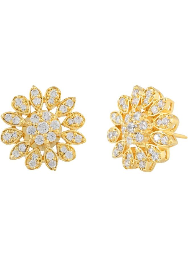 Voylla Sparkling Elegance Radiant Bloom American Diamond Studs Earrings - Image 1