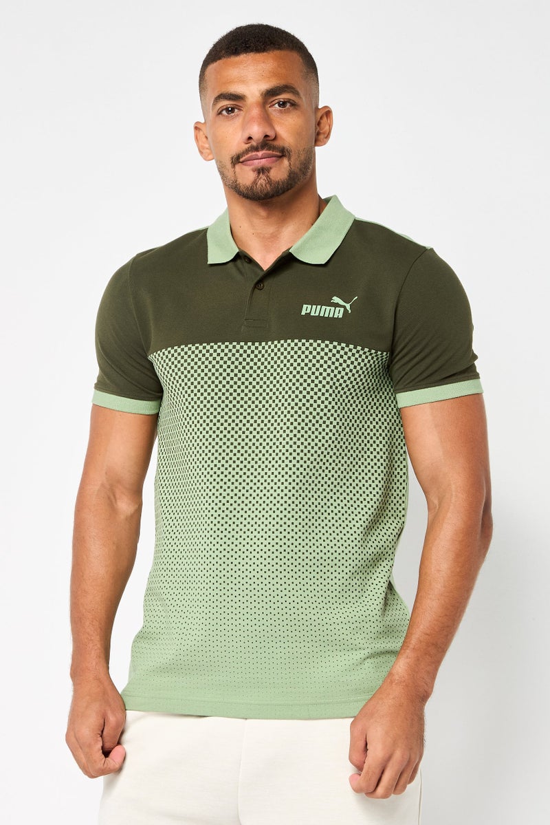 PUMA قميص بولو خارجي للرجال بقصة ضيقة بأكمام قصيرة، أخضر - Image 1