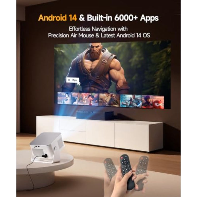 جهاز عرض ذكي مع دعم 4K 8K، أجهزة عرض محمولة 600 ANSI مع Wifi6 وBluetooth5.4، التركيز التلقائي وتجنب العوائق 1080P Mini Movie Proyector للمنزل الخارجي، HY350Max - Image 3