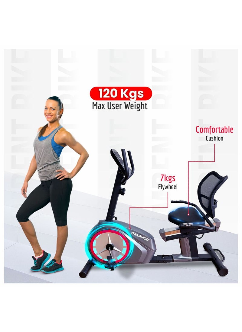 Sparnod Fitness SRB-34 Semi Commercial Recumbent Exercise Bike Cycle For Home Gym  - Image 4