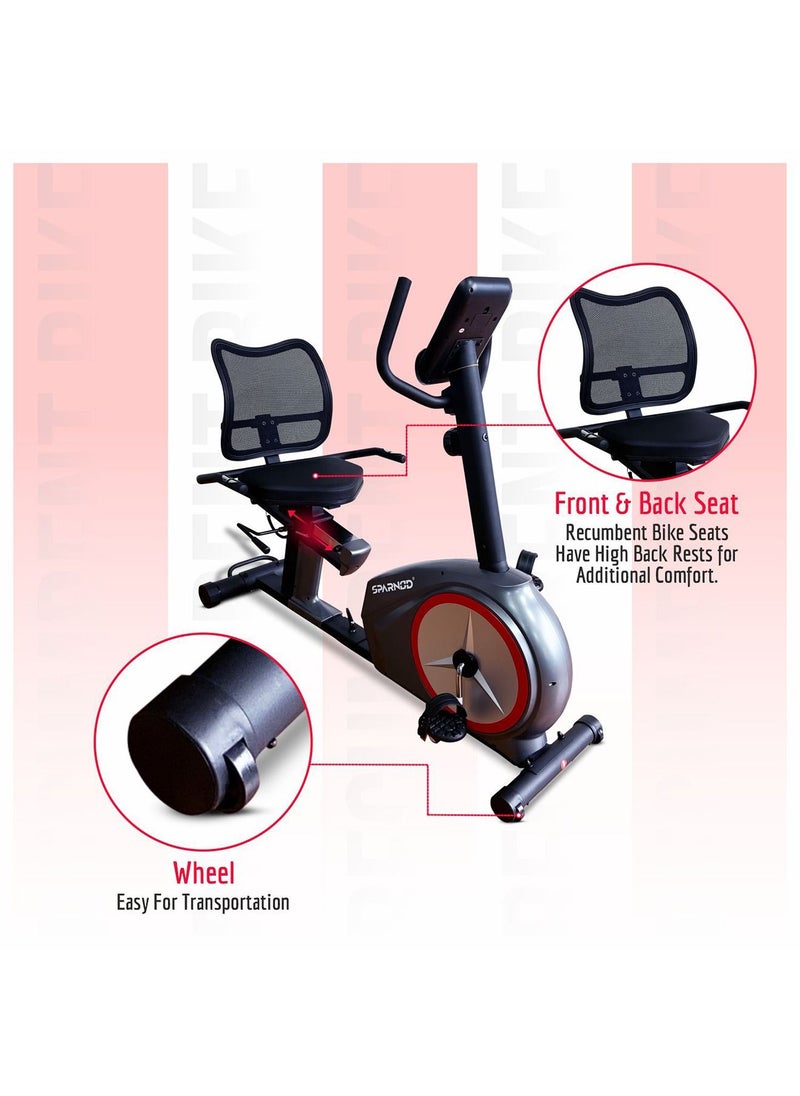 Sparnod Fitness SRB-34 Semi Commercial Recumbent Exercise Bike Cycle For Home Gym  - Image 5