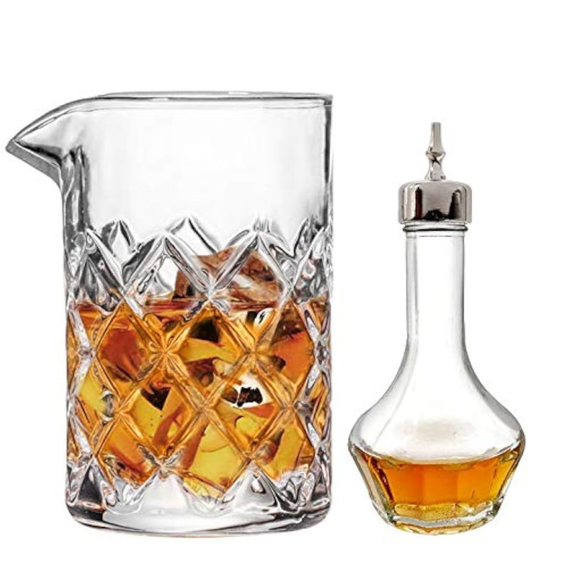 Cocktail Mixing glass  17oz Cocktail Stirring Glass with Thick Weighted BottomProfessional Stirring Glass Cocktail beaker