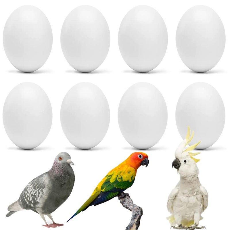 WOLEDOE 8Pcs Solid Plastic Parrot Fake Eggs Keeping Them from Laying Anymore Eggs Suit for Medium and Large Parrots Pigeon African Grey Caique Cockatoo Sun Conures and Mini Macaw - Image 2