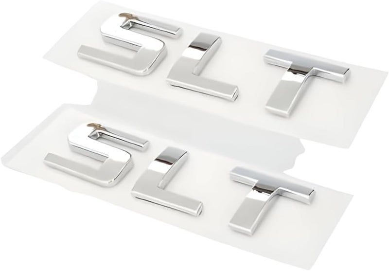 SLT 2-PC Silver Nameplate Emblem for GMC Yukon & Sierra - Image 1