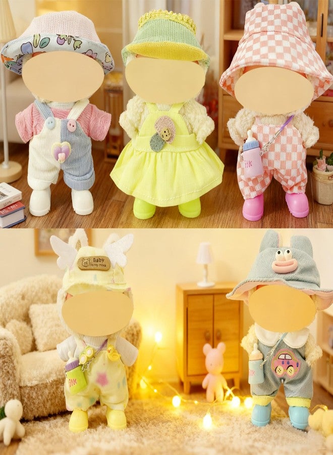 Ezcora Macaron Style Doll Clothes Set for 17cm Dolls, Include 5 Outfits with Hats, Shoes, Glasses and Mini Bags, Cute Dress Up Outfit for Doll Display, (No Dolls) (Macaron Style) - Image 3