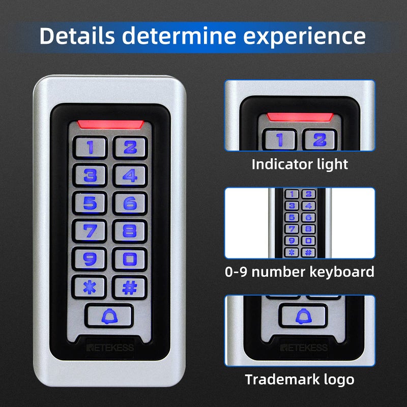Retekess T-AC03 Security Access Control Keypad,RFID Keypad,Door Access Control,Stand-Alone Keypad,2000 Users,Wiegand 26-bit,Support Proximity RFID Card - Image 3